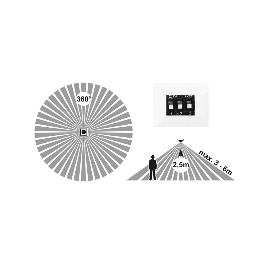 LED pritemdomas įleidžiamas lubinis šviestuvas su jutikliu LEXA LED/6/12/18W/230V 3000/4000/6000K diametras 22,5 cm balta