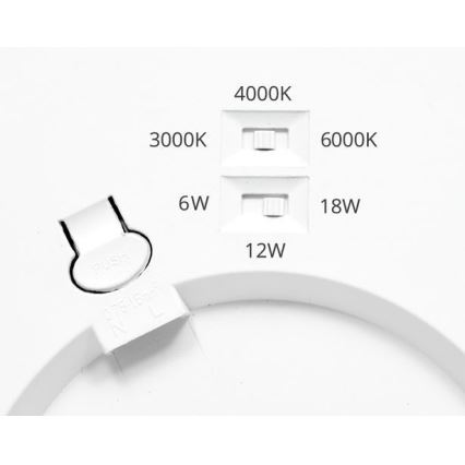 LED pritemdomas įleidžiamas lubinis šviestuvas su jutikliu LEXA LED/6/12/18W/230V 3000/4000/6000K diametras 22,5 cm juoda