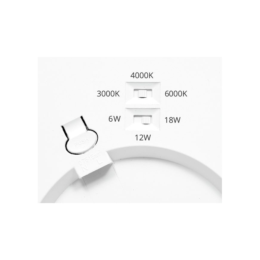LED pritemdomas įleidžiamas lubinis šviestuvas su jutikliu LEXA LED/6/12/18W/230V 3000/4000/6000K diametras 22,5 cm juoda
