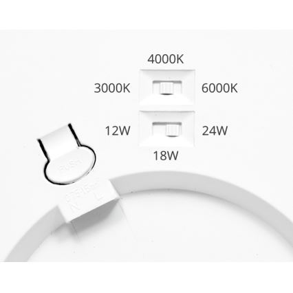 LED pritemdoma panelė LEXA LED/12/18/24W/230V 3000/4000/6000K diametras 30 cm juoda