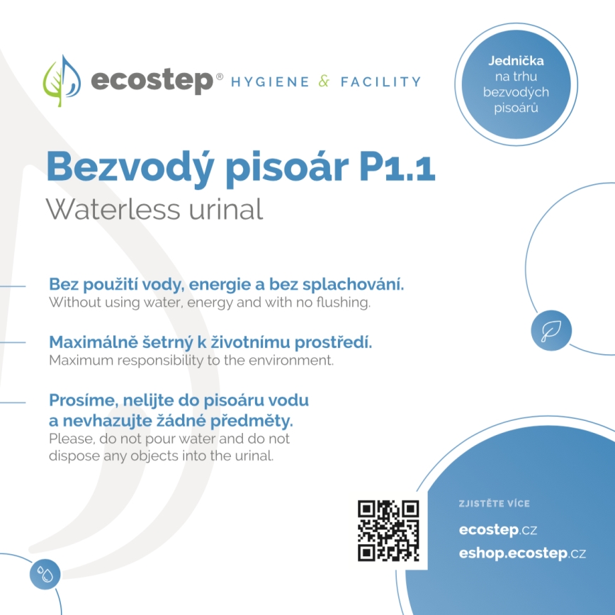 EcoStep 100002 - Informacinė lentelė vandens nenaudojančiam pisuarui P1.1 CZ/ENG