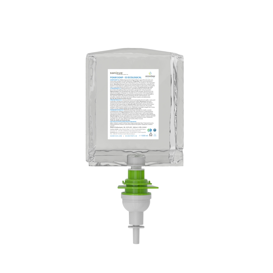 EcoStep 50051 - Bekontaktis muilo dozatorius S3 1000 ml 4xAA baltas