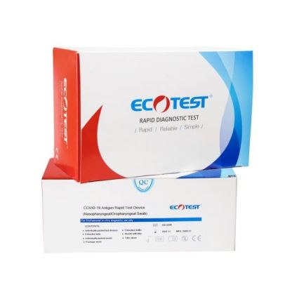 ECOTEST RAPID - Antigeno greitasis testas COVID-19, pakuotėje 20vnt