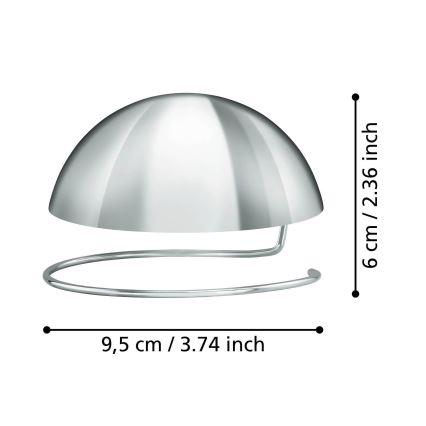 Eglo 11907 - Dekoratyvinis sferinis lemputės dangtelis G95 blizgus chromas