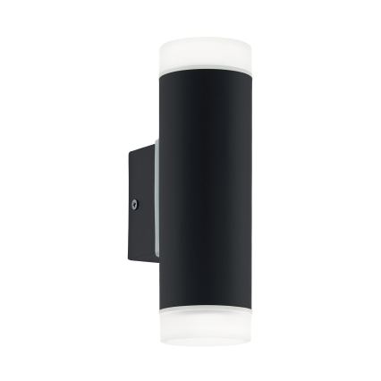 Eglo 13709 - LED lauko sieninis šviestuvas RIGA 2xGU10/4,6W/230V IP44 juodas
