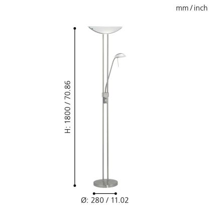 Eglo 25869 - Pritemdomas toršeras BAYA 1xR7s/230W/230V + 1xG9/33W matinis chromas