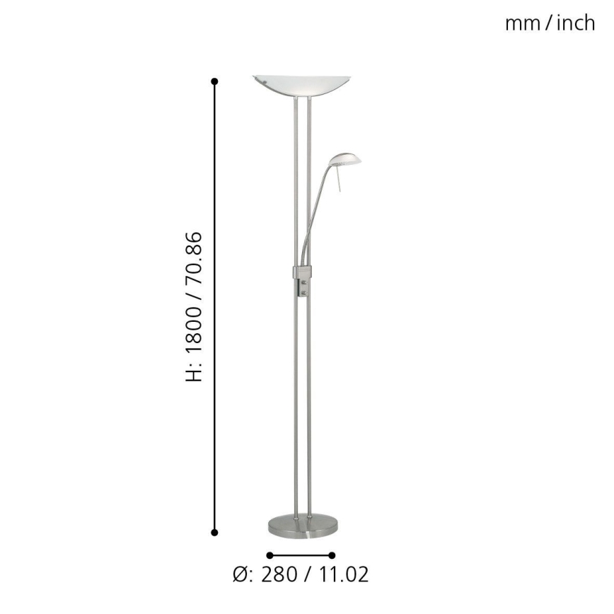 Eglo 25869 - Pritemdomas toršeras BAYA 1xR7s/230W/230V + 1xG9/33W matinis chromas