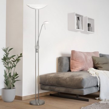 Eglo 25869 - Reguliuojamo ryškumo grindų lempa BAYA 1xR7s/230W/230V + 1xG9/33W matinis chromas