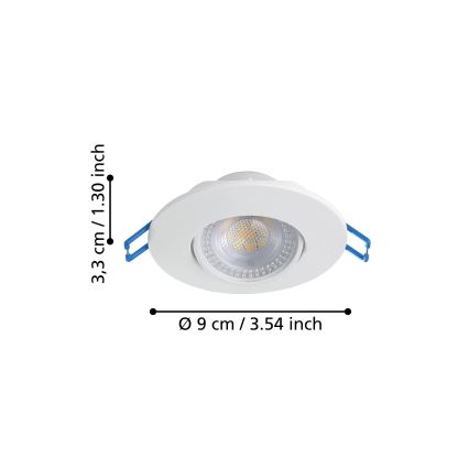 Eglo - 7 vnt. LED įleistinių šviestuvų komplektas LED/4,9W/230V 2700/4000/6500K skersm. 9 cm baltas