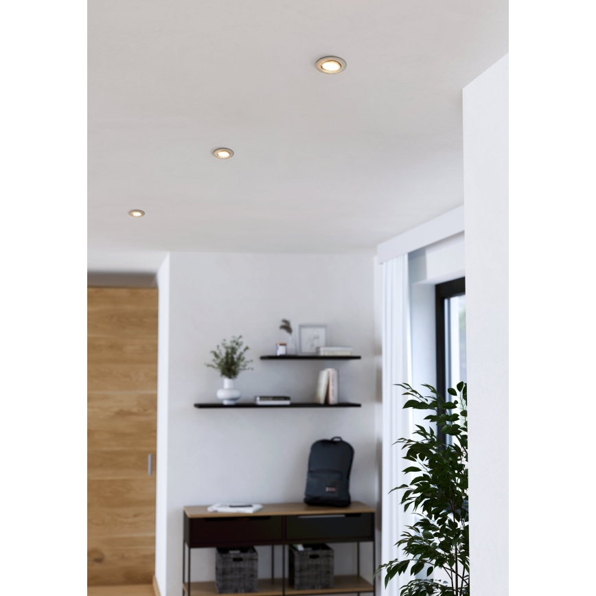 Eglo - komplektas (3 vnt.) įleidžiamų LED šviestuvų LED/4,9W/230V 2700/4000/6500K Ø 9 cm matinio chromo