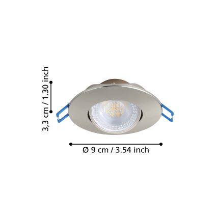 Eglo – 7 vnt. LED įleidžiamųjų šviestuvų komplektas, LED/4,9W/230V, 2700/4000/6500K, Ø 9 cm, matinis chromas