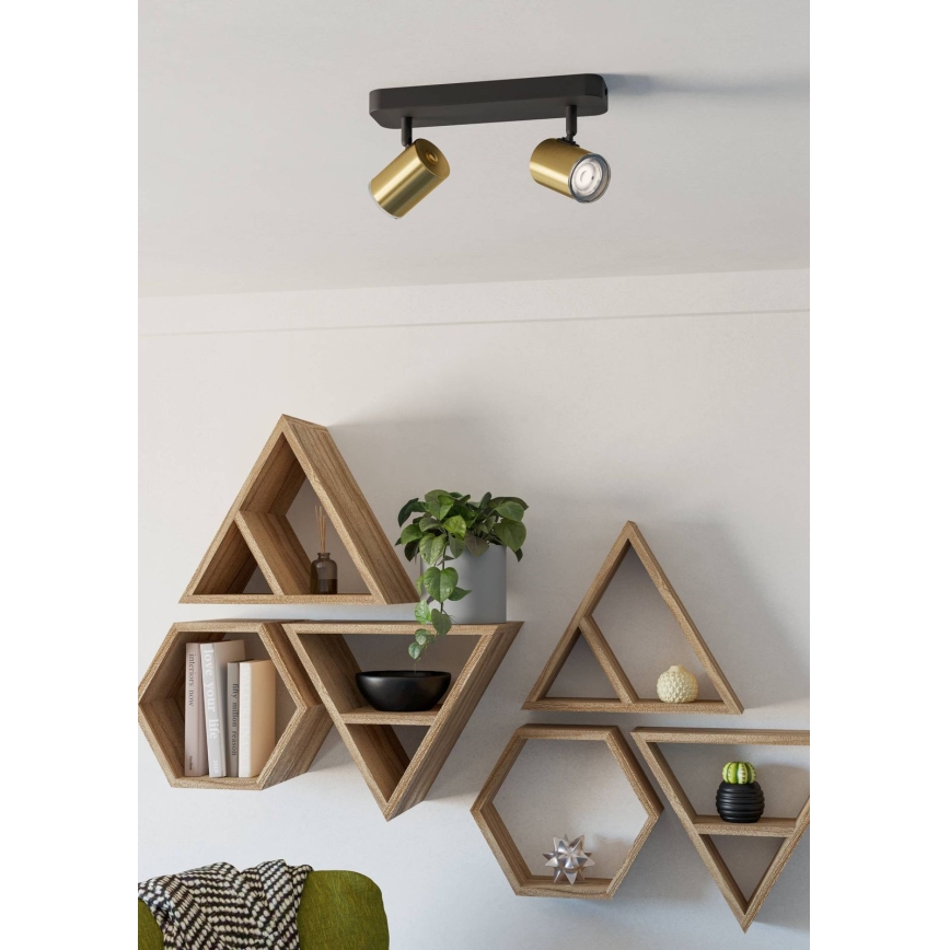 Eglo - Vonios taškinis šviestuvas 2xGU10/5W/230V IP44 juoda/auksinė