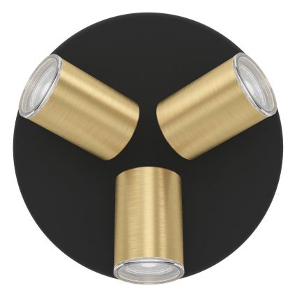 Eglo - Vonios kambario taškinis šviestuvas 3xGU10/5W/230V IP44 juoda/auksinė