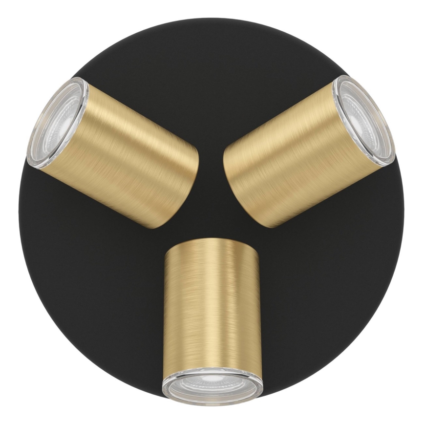 Eglo - Vonios kambario taškinis šviestuvas 3xGU10/5W/230V IP44 juoda/auksinė