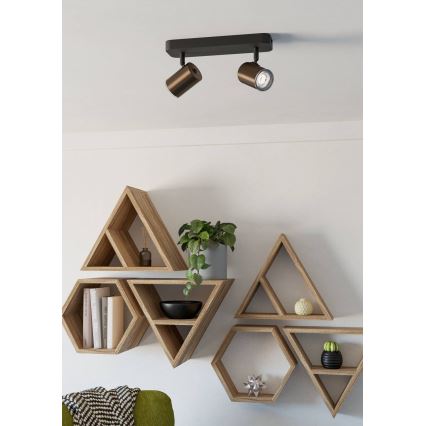 Eglo - Vonios kambario taškinis šviestuvas 2xGU10/5W/230V IP44 juodas/rudas