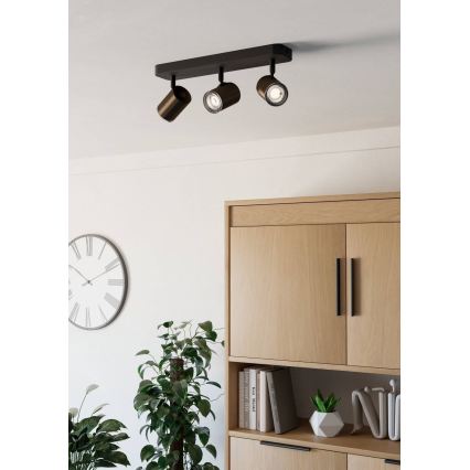 Eglo - Vonios taškinis šviestuvas 3xGU10/5W/230V IP44 juodas/rudas