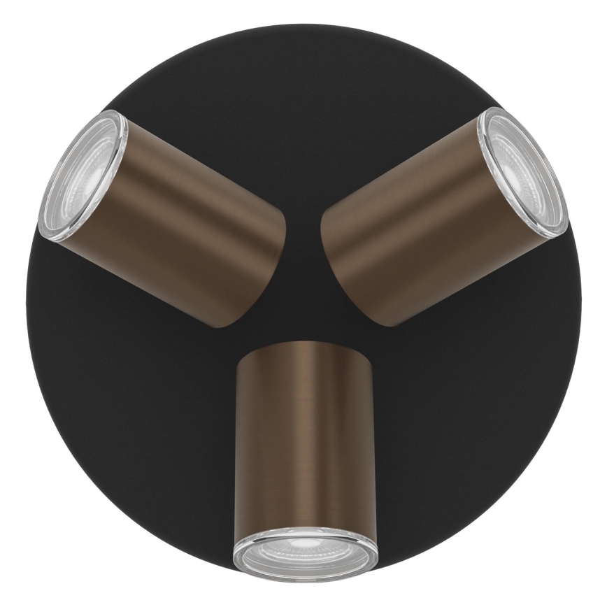 Eglo - Vonios taškinis šviestuvas 3xGU10/5W/230V IP44 juodas/rudas