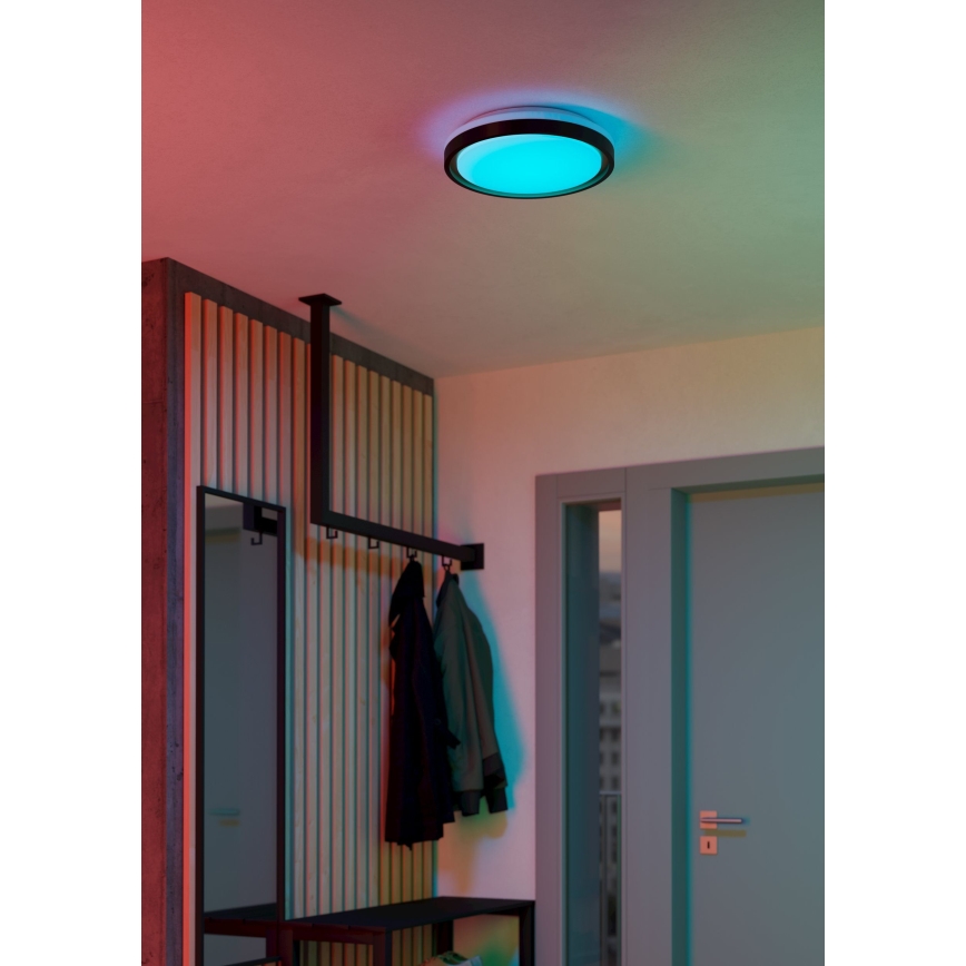 Eglo 300684 - Dimeriuojamas LED RGBW lubų šviestuvas MALERAMARA-Z LED/14W/230V 2700-6500K skersmuo 35,7 cm juoda/auksinė + nuotolinis valdymas