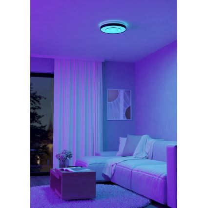 Eglo 300688 - LED RGBW dimeriuojamas lubinis šviestuvas MONTERIGGIONI-Z LED/18,5W/230V 2700-6500K Ø 38,4 cm juodas + su nuotolinio valdymo pulteliu