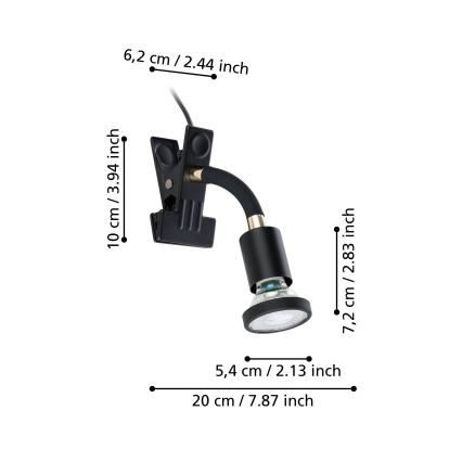 Eglo - LED lempa su spaustuku 1xGU10/4,5W/230V juoda