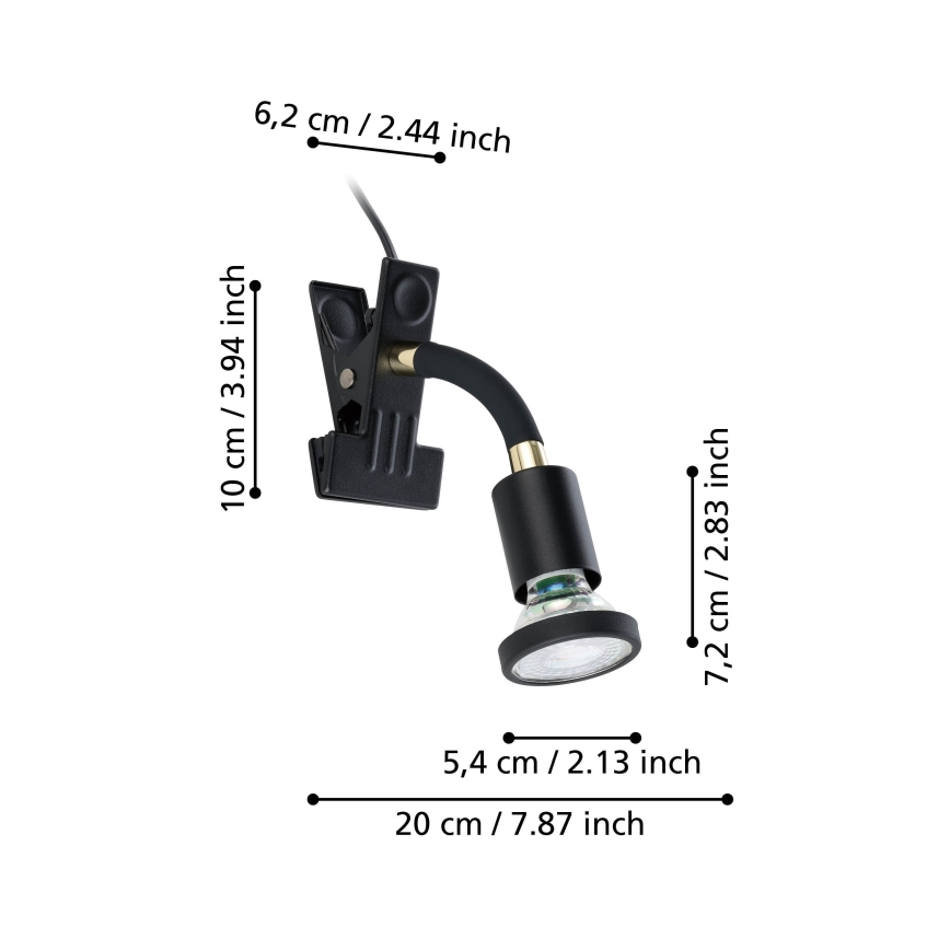 Eglo - LED lempa su spaustuku 1xGU10/4,5W/230V juoda