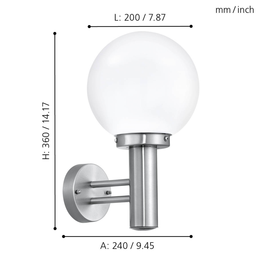 Eglo - Lauko šviestuvas E27/60W/230V IP44