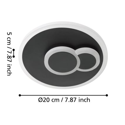 Eglo - LED Lubinis šviestuvas LED/7,8W/230V d. 20 cm juodos spalvos