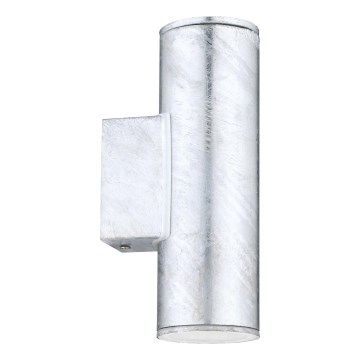 Eglo 30911 - LED lauko sieninis šviestuvas RIGA 2xGU10/2,8W/230V IP44 sidabrinis