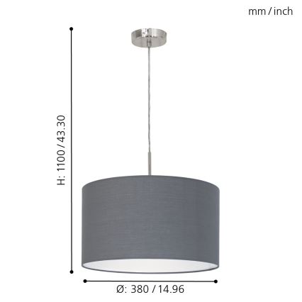 Eglo - Pakabinamas šviestuvas su laidu 1xE27/60W/230V