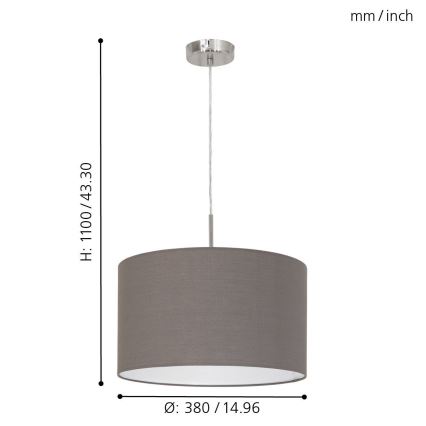Eglo Pakabinamas šviestuvas su viela E27/60W/230V