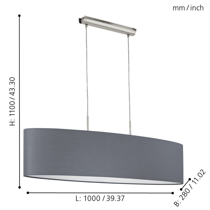 Eglo - Pakabinamas šviestuvas su laidu 2xE27/60W/230V