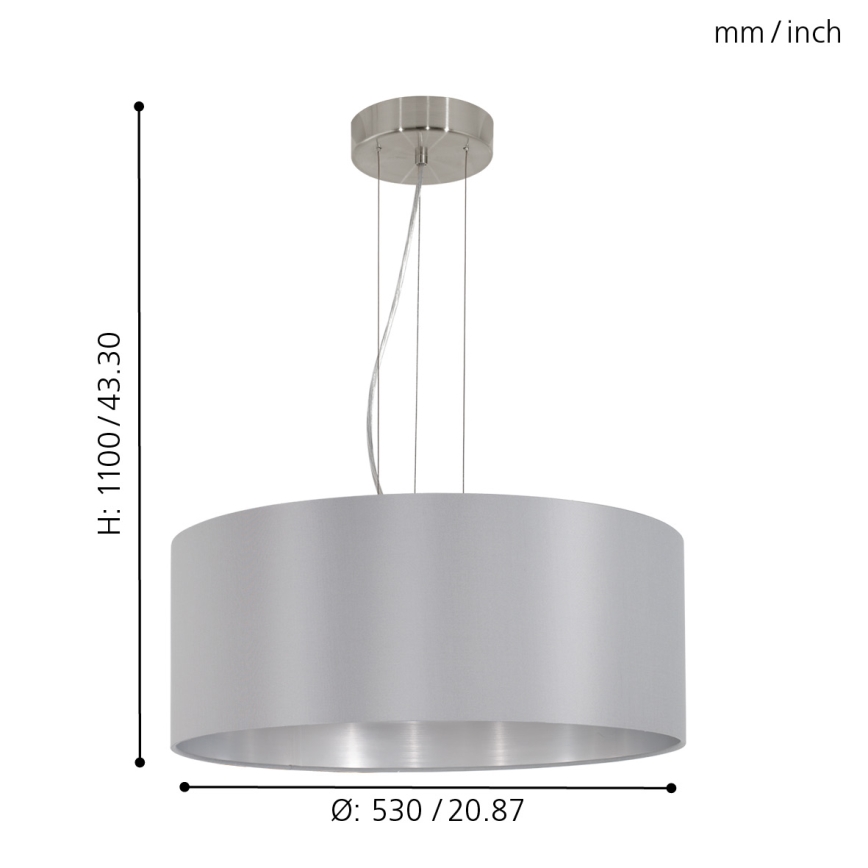 Eglo - Pakabinamas šviestuvas su 3xE27/60W/230V laidu