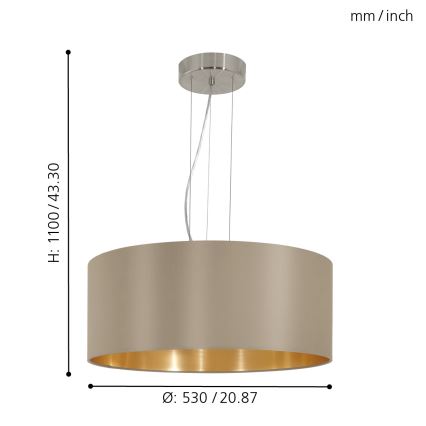 Eglo - Kabantis sietynas, ant laido 3xE27/60W/230V