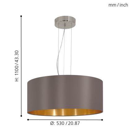 Eglo - Kabantis sietynas, ant laido 3xE27/60W/230V