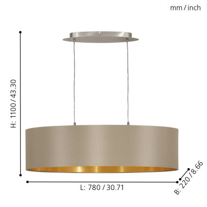 Eglo - Pakabinamas šviestuvas su laidu 2xE27/60W/230V