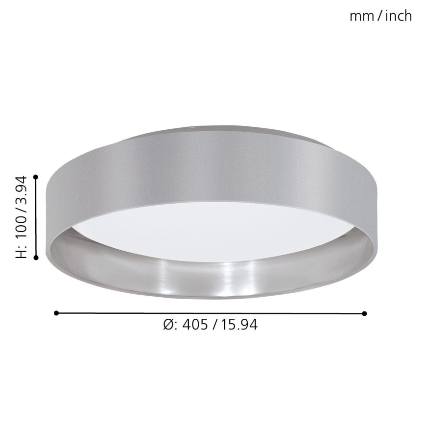 Eglo 31623 - LED lubinis šviestuvas MASERLO LED/16W/230V 3000K Ø 40,5 cm pilka/sidabrinė