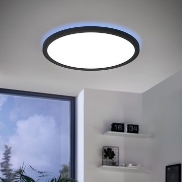 Eglo 31703 - LED RGBW dimeriuojamas lubinis šviestuvas ROVITO-Z LED/14,6W/230V 2700-6500K Ø 29,5 cm juoda
