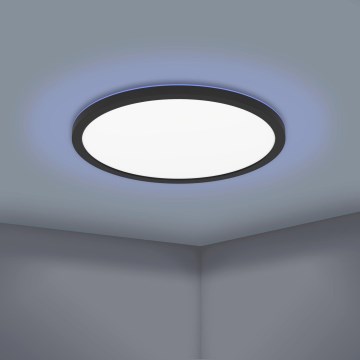 Eglo 31704 - LED RGBW dimeriuojamas lubų šviestuvas ROVITO-Z 1xLED/16,5W/230V 2700-6500K skersmuo 42 cm juodas + su nuotoliniu pulteliu