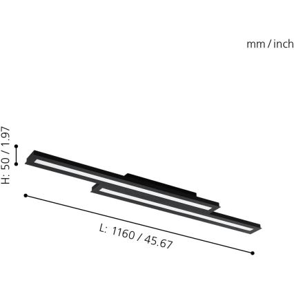 Eglo 31715 - LED RGBW Reguliuojamas lubinis šviestuvas SALITERAS-Z LED/20,4W/230V 2700-6500K juoda