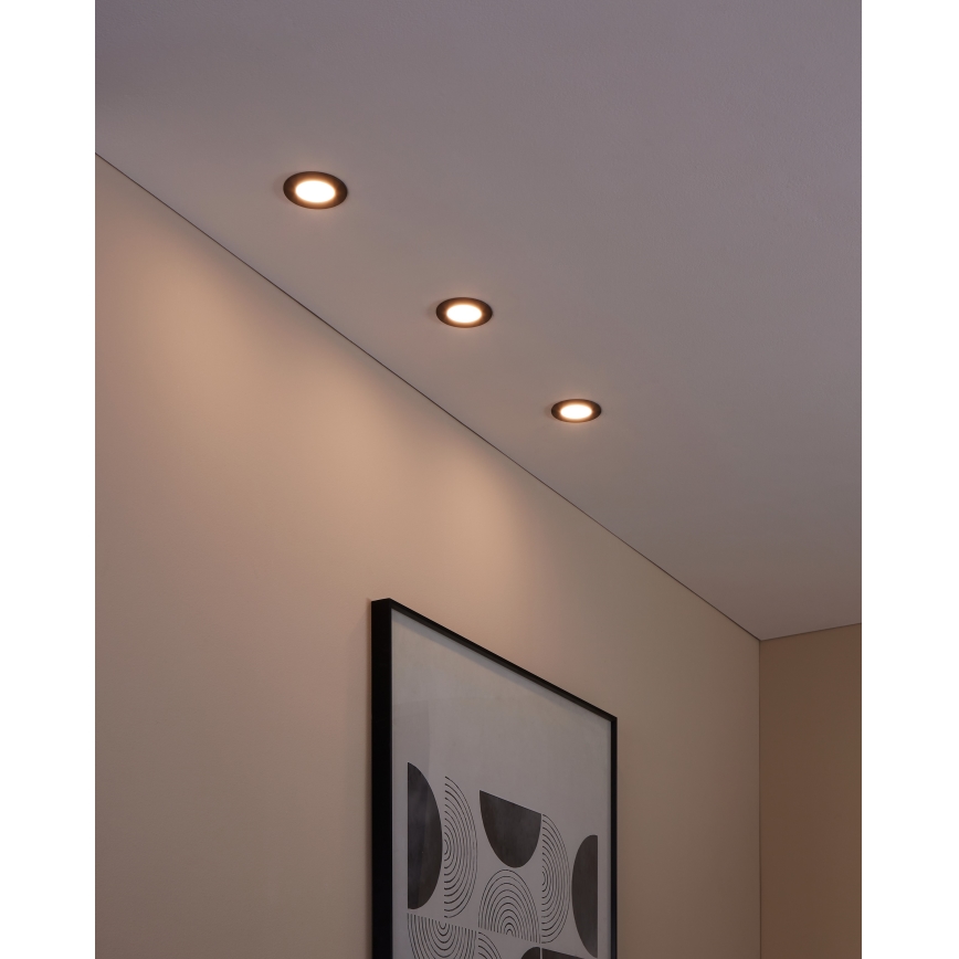 Eglo 31743 - KOMPLEKTAS 3x LED Reguliuojamas vonios įleidžiamas šviestuvas FUEVA-Z 1xLED/2,8W/230V 2700-6500 IP44 juoda