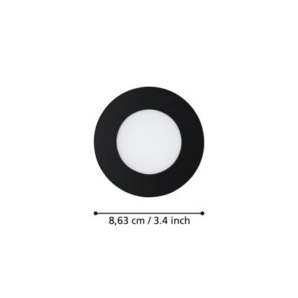 Eglo 31743 - KOMPLEKTAS 3x LED Reguliuojamas vonios įleidžiamas šviestuvas FUEVA-Z 1xLED/2,8W/230V 2700-6500 IP44 juoda