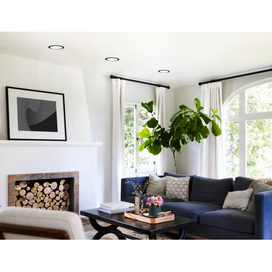 Eglo 31744 - Dimeriuojamas LED vonios įleidžiamas lubinis šviestuvas FUEVA-Z LED/10,5W/230V 2700-6500K IP44 juodas skersmuo 16,5 cm