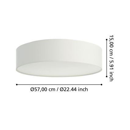 Eglo 31766 - LED RGBW dimeriuojamas lubinis šviestuvas ROMAO-Z LED/35W/230V 2700-6500K skersm. 57 cm balta