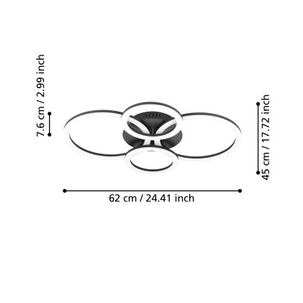 Eglo 31769 - LED Pritemdomas lubinis šviestuvas PARRAPOS-Z LED/41W/230V 3000-6500K juoda