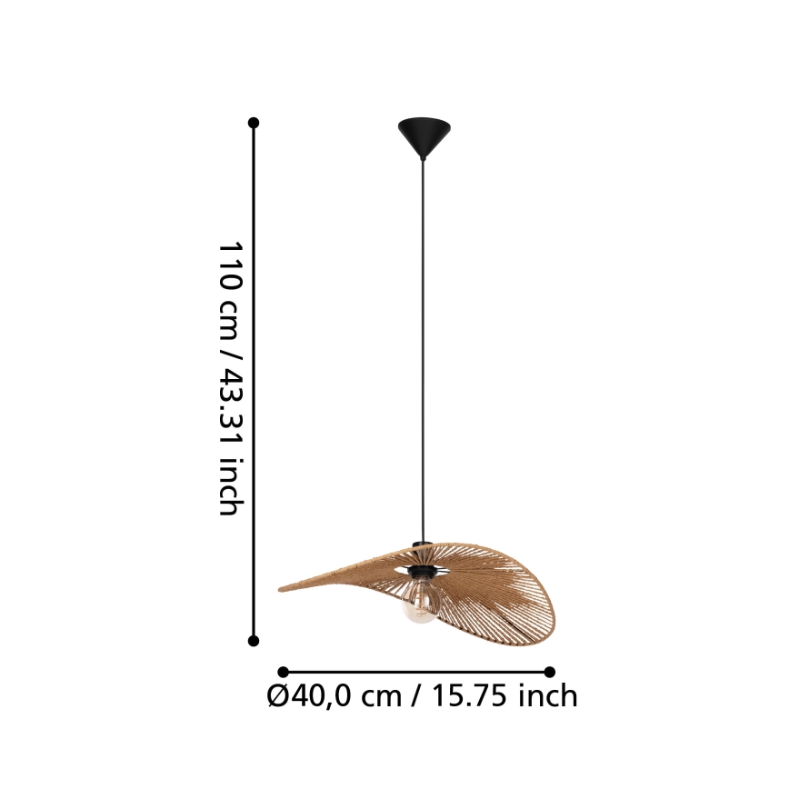 Eglo - Pakabinamas šviestuvas ant laido 1xE27/42W/230V 56 cm ruda/juoda