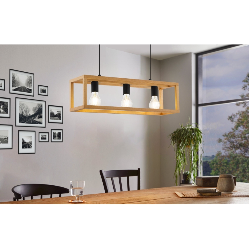 Eglo 32144 - Pakabinamas šviestuvas ant laido BLACKCROWN 3xE27/40W/230V ruda
