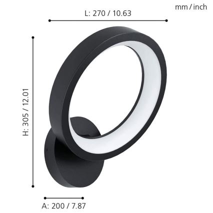 Eglo 32325 - LED RGBW Pritemdomi sieniniai šviestuvai MARGHERA-C LED/16W/230V 2700-6500K juoda