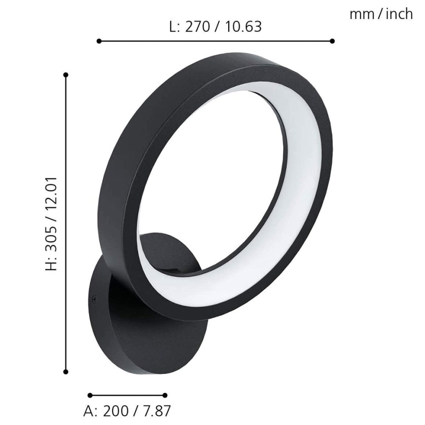 Eglo 32325 - LED RGBW Pritemdomi sieniniai šviestuvai MARGHERA-C LED/16W/230V 2700-6500K juoda