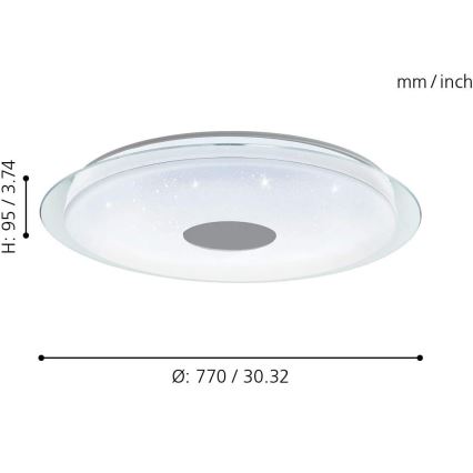 Eglo 32344 - LED RGBW dimeriuojamas lubinis šviestuvas LANCIANO-C LED/53W/230V 2700–6500K + nuotolinis valdymas
