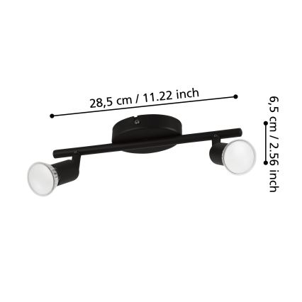 Eglo - LED akcentinis šviestuvas 2xGU10/2,8W/230V 3000K juoda
